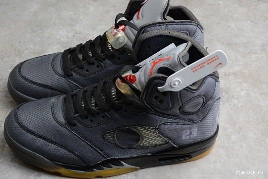 Air  O-W Jordan 5 CT8480-001 CT8480-001 Retro Black Red Muslin-Fire 0224